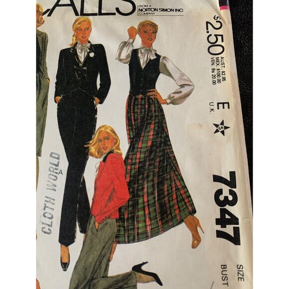 McCall's Misses Coat Vest Pant Skirt Sewing Pattern Sz 10 7347 - Uncut - Picture 4 of 9